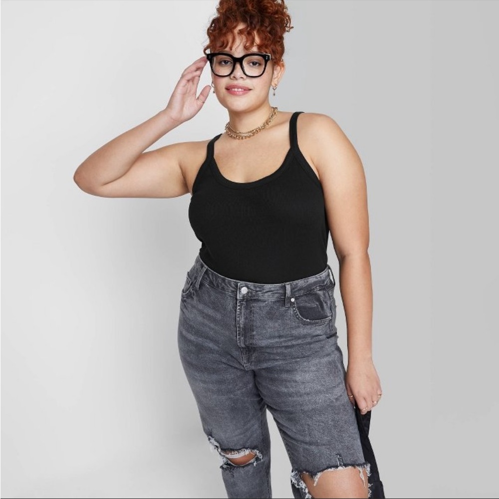 Womens Plus Size Slim Fit Tank Top - Wild Fable Black
